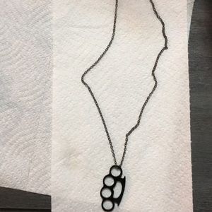 Black Brass Knuckle Necklace